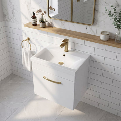 Fairford Carnation 500mm Gloss White Wall Hung 1 Drawer Vanity Unit