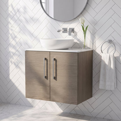 Fairford Aspri Solace Oak 600mm 2 Door Wall Hung Vanity Unit