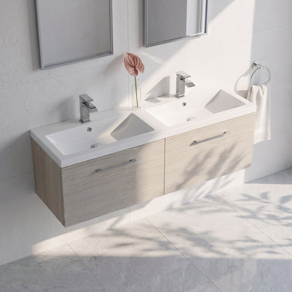 Fairford Aspri Solace Oak 1200mm 2 Drawer Wall Hung Vanity Unit