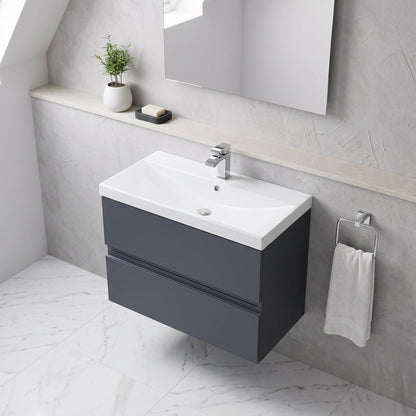 Fairford Finesse Soft Black 800mm 2 Drawer Wall Hung Vanity Unit