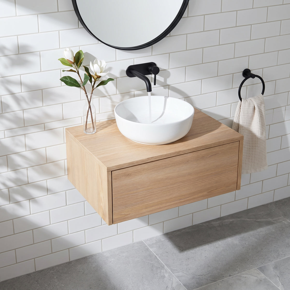 Fairford Linea Oak 600mm Wall Hung Vanity Shelf