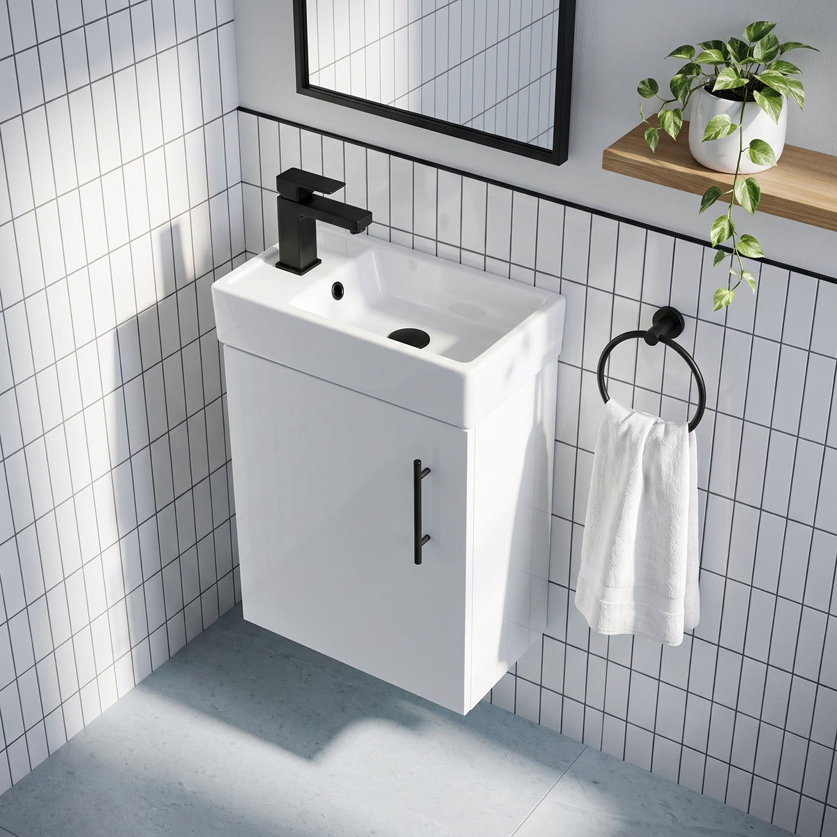 Fairford Minimalist 400mm Gloss White Wall Hung Vanity Unit