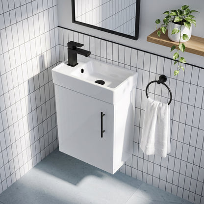 Fairford Minimalist 400mm Gloss White Wall Hung Vanity Unit