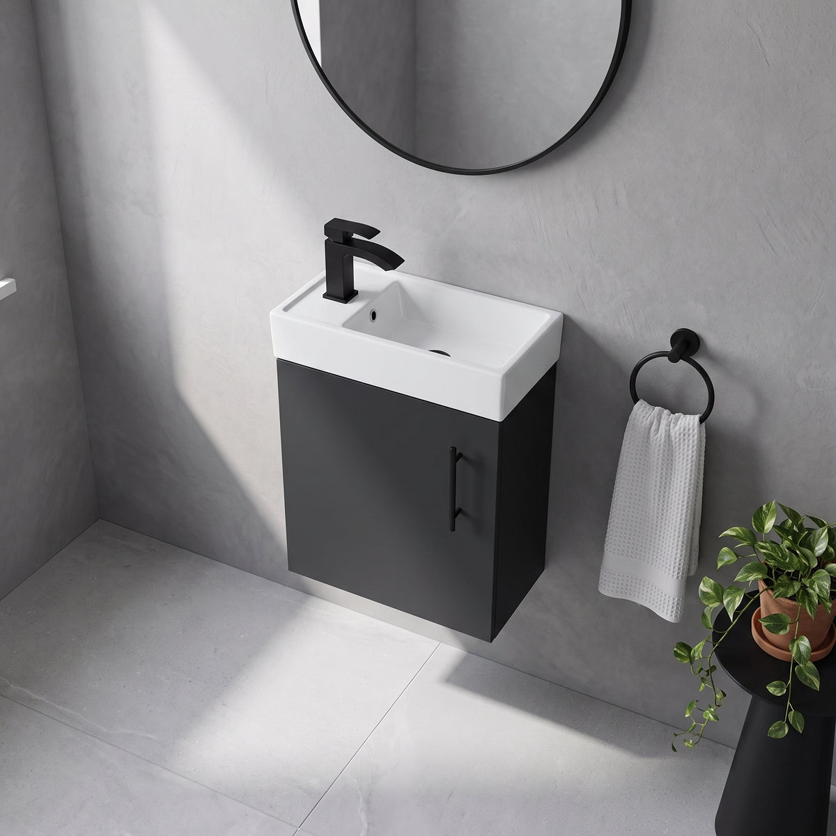 Fairford Minimalist Soft Black 400mm Wall Hung Vanity Unit