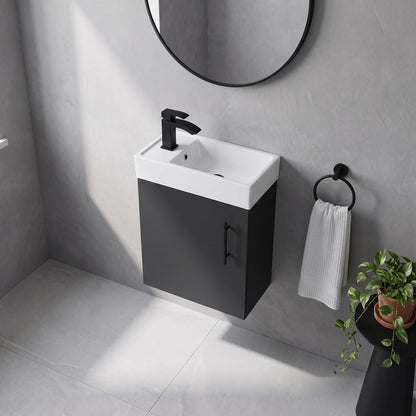 Fairford Minimalist Soft Black 400mm Wall Hung Vanity Unit