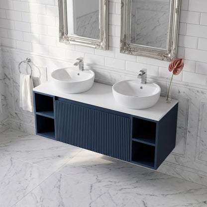 Fairford Sophia Midnight Shadow 1000mm Wall Hung Vanity Unit with Double Storage and Worktop