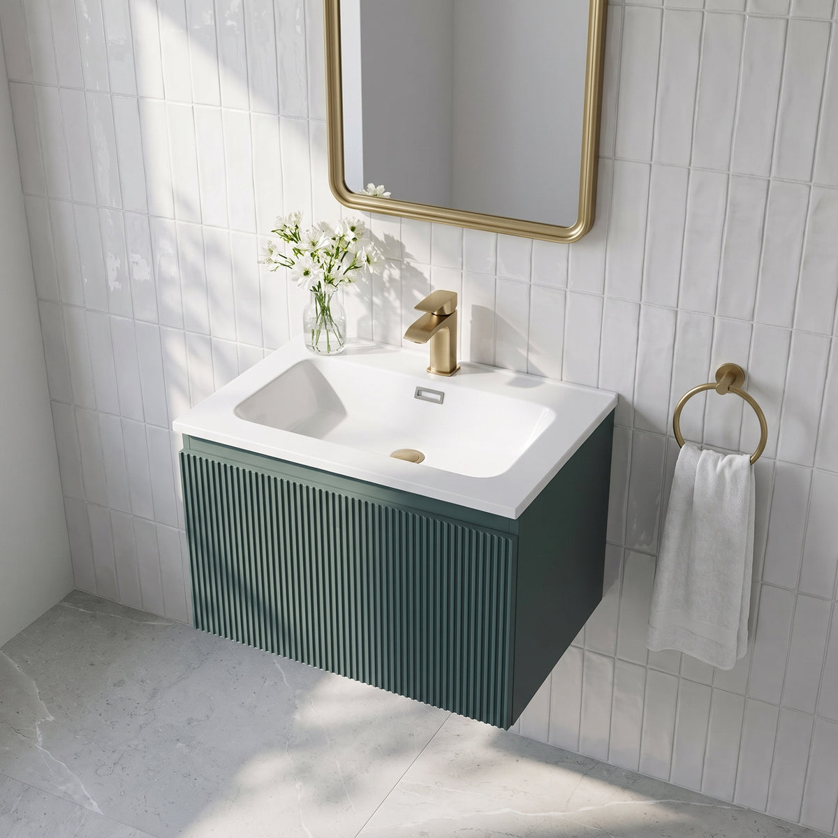 Fairford Sophia Smoked Sage 600mm Wall Hung Vanity Unit with Basin