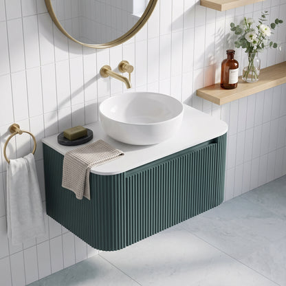 Fairford Sophia Smoked Sage 870mm Wall Hung Vanity Unit with Worktop