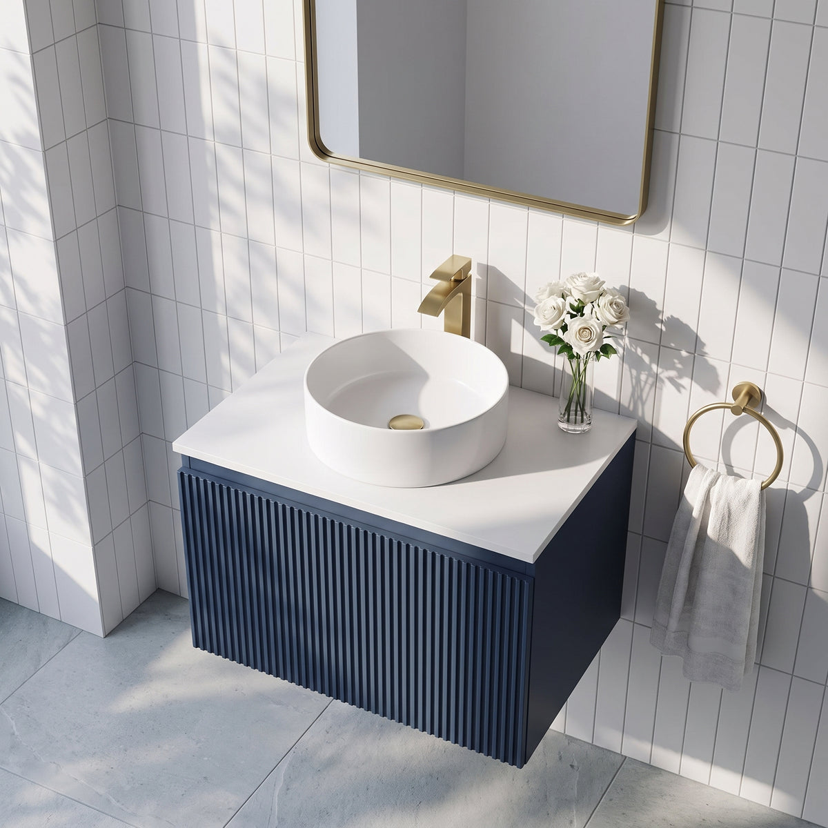 Fairford Sophia Midnight Shadow 600mm Wall Hung Vanity Unit with Worktop