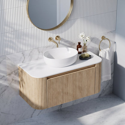 Fairford Sophia Country Oak 870mm Wall Hung Vanity Unit with Worktop
