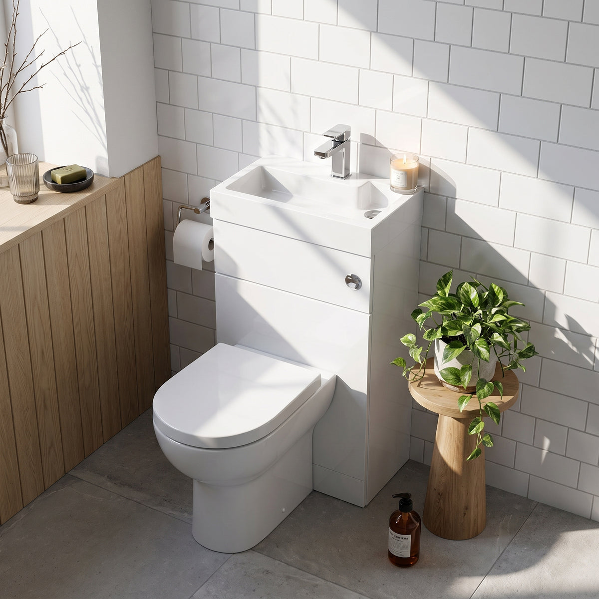 Fairford White 500mm 2 in 1 WC Unit and Basin Set
