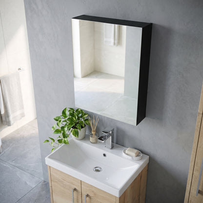 Fairford Union Black Woodgrain 450mm Mirror Cabinet