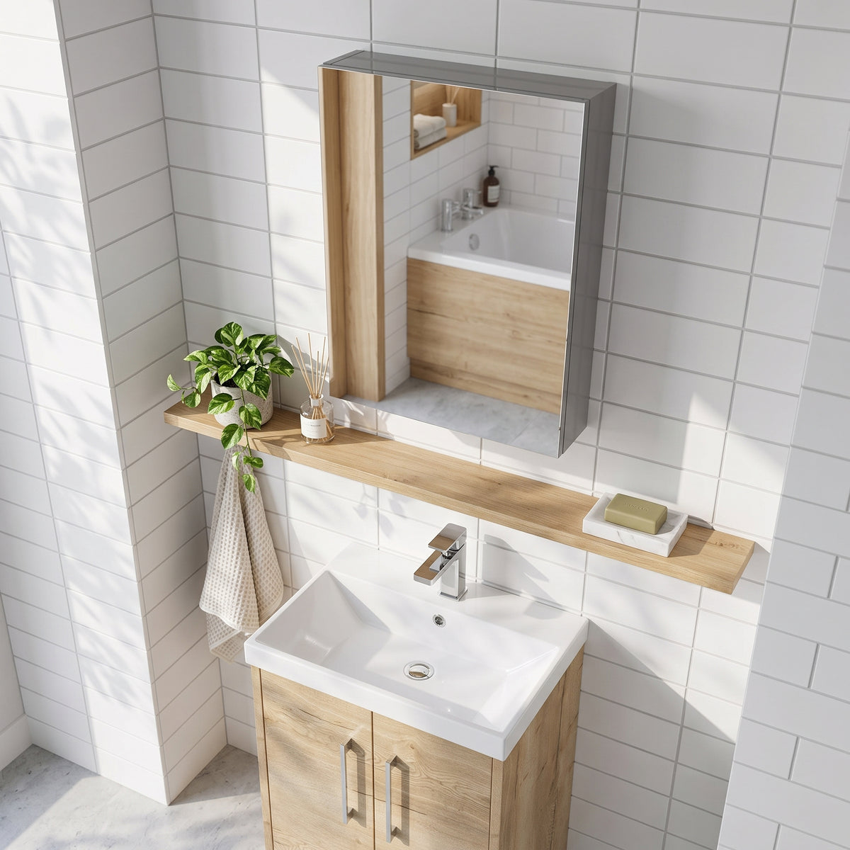 Fairford Union Gloss Grey 450mm Mirror Cabinet