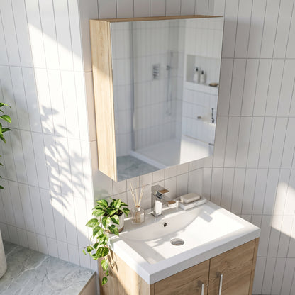 Fairford Union Light Oak 450mm Mirror Cabinet