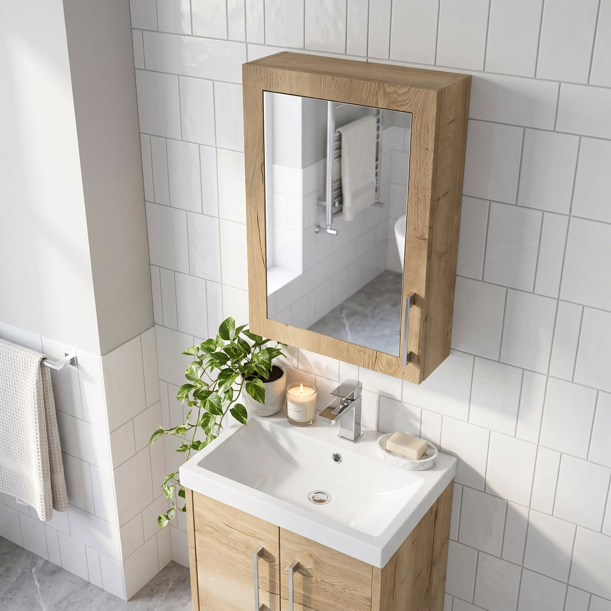 Fairford Union Style Shaker Dark Oak 400mm Mirror Cabinet