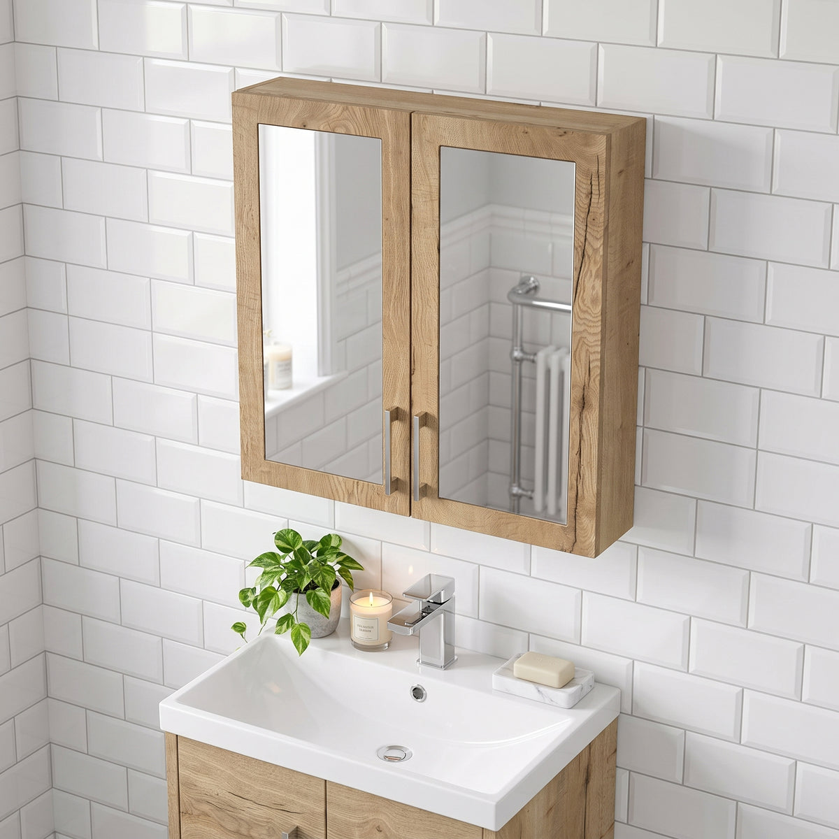 Fairford Union Style Shaker Dark Oak 600mm Mirror Cabinet