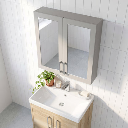 Fairford Union Style Shaker Matt Stone Grey 600mm Mirror Cabinet