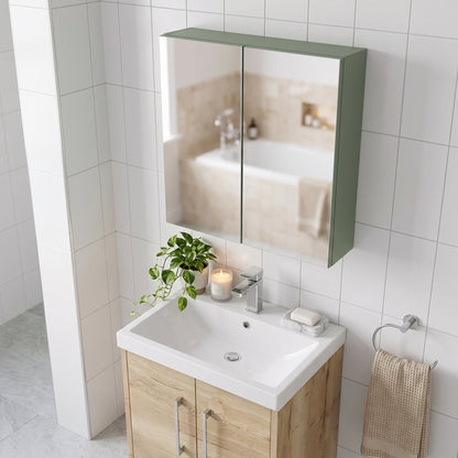 Fairford Union Style Slab Matt Lux Green 600mm Mirror Cabinet