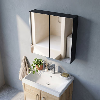 Fairford Union Style Slab Matt Soft Black 600mm Mirror Cabinet