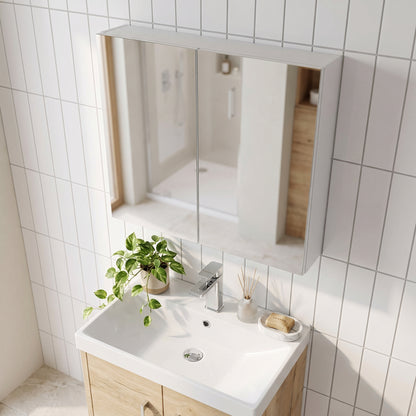 Fairford Union Style Slab Matt White 600mm Mirror Cabinet