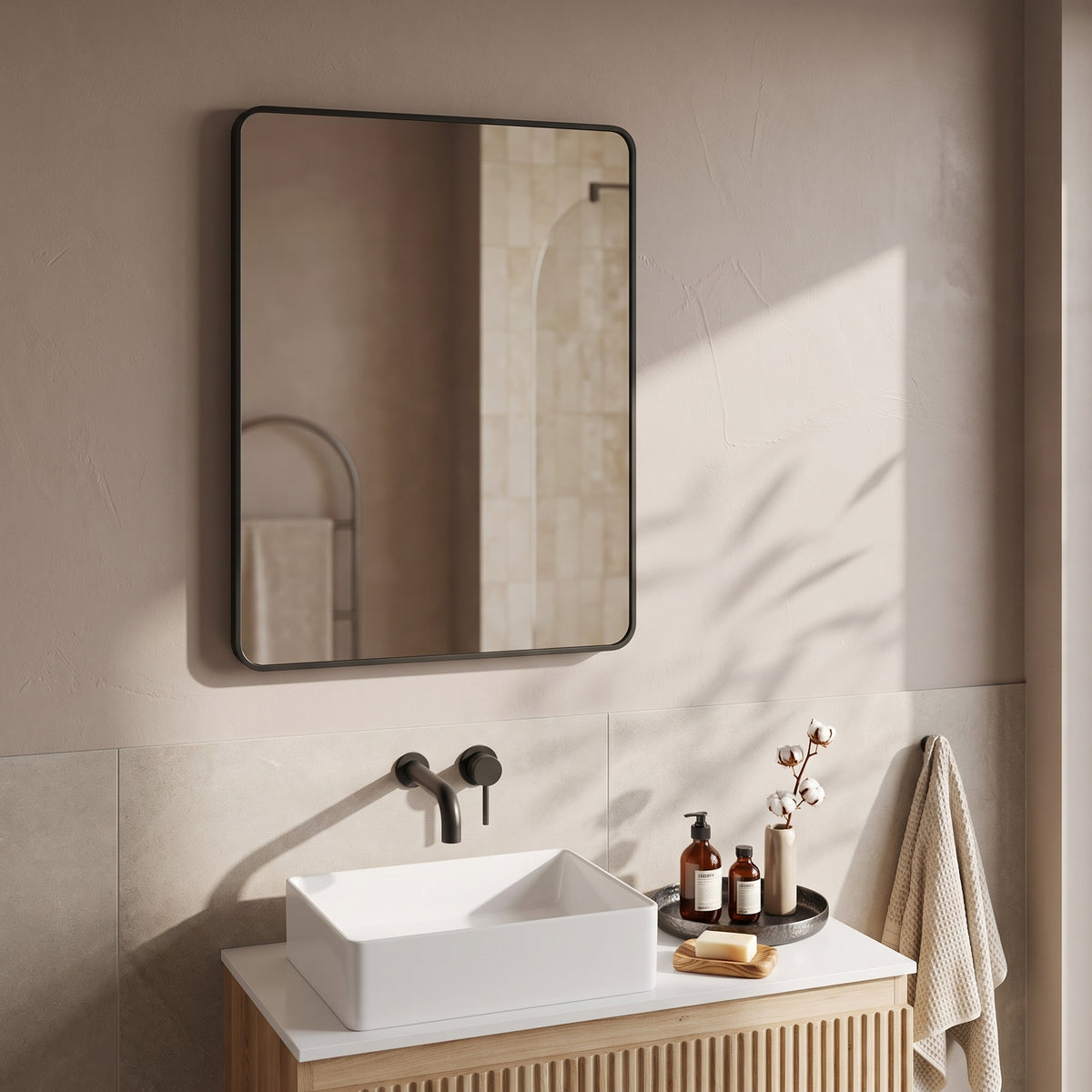 Fairford Montari 500 Matt Black 500 x 700mm Mirror