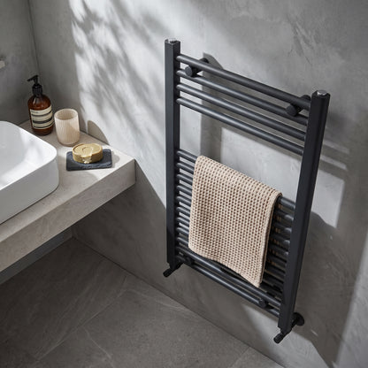 Fairford 500 x 800mm Straight Matt Black Towel Rail