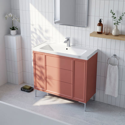Fairford Elan Dusk Red 1000mm Floorstanding Vanity Unit with Chrome Legs