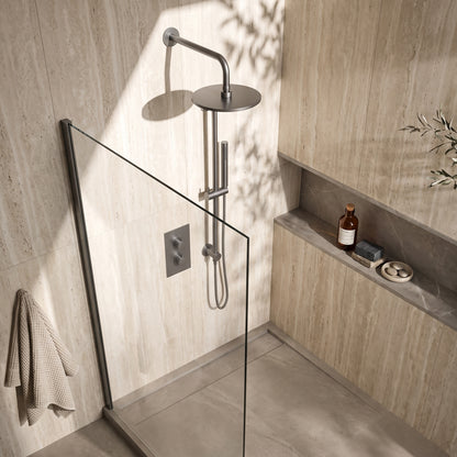 Fairford Element 7 Gunmetal Concealed Shower Kit with Overhead and Slide Rail