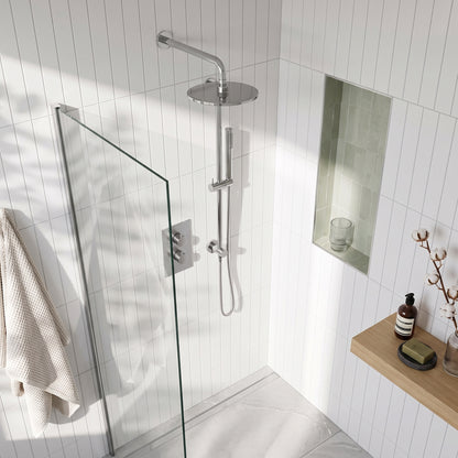 Fairford Element 7 Chrome Concealed Shower Kit with Overhead, Handset and Overflow Filler
