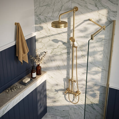 Fairford Winchester Brushed Brass Single Outlet Bar Valve Shower Kit