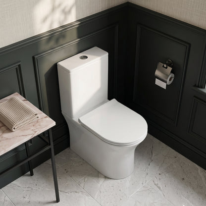 Fairford Tiene Rimless Closed Back Close Coupled Toilet with Slim Soft Close Seat