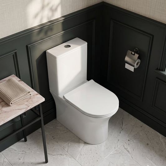 Fairford Tiene Rimless Closed Back Close Coupled Toilet with Slim Soft Close Seat