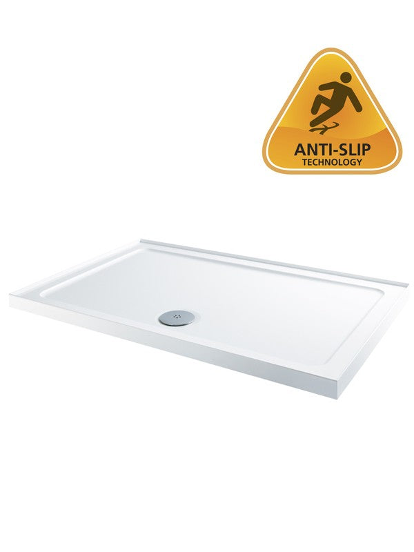 Fairford 1600 x 800mm Antislip 2 Upstand Shower Tray, RH