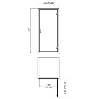 Fairford 6mm 700mm Brushed Brass Hinged Shower Door