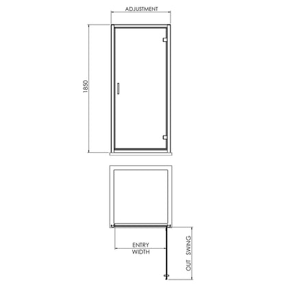 Fairford 6mm 760mm Brushed Brass Hinged Shower Door
