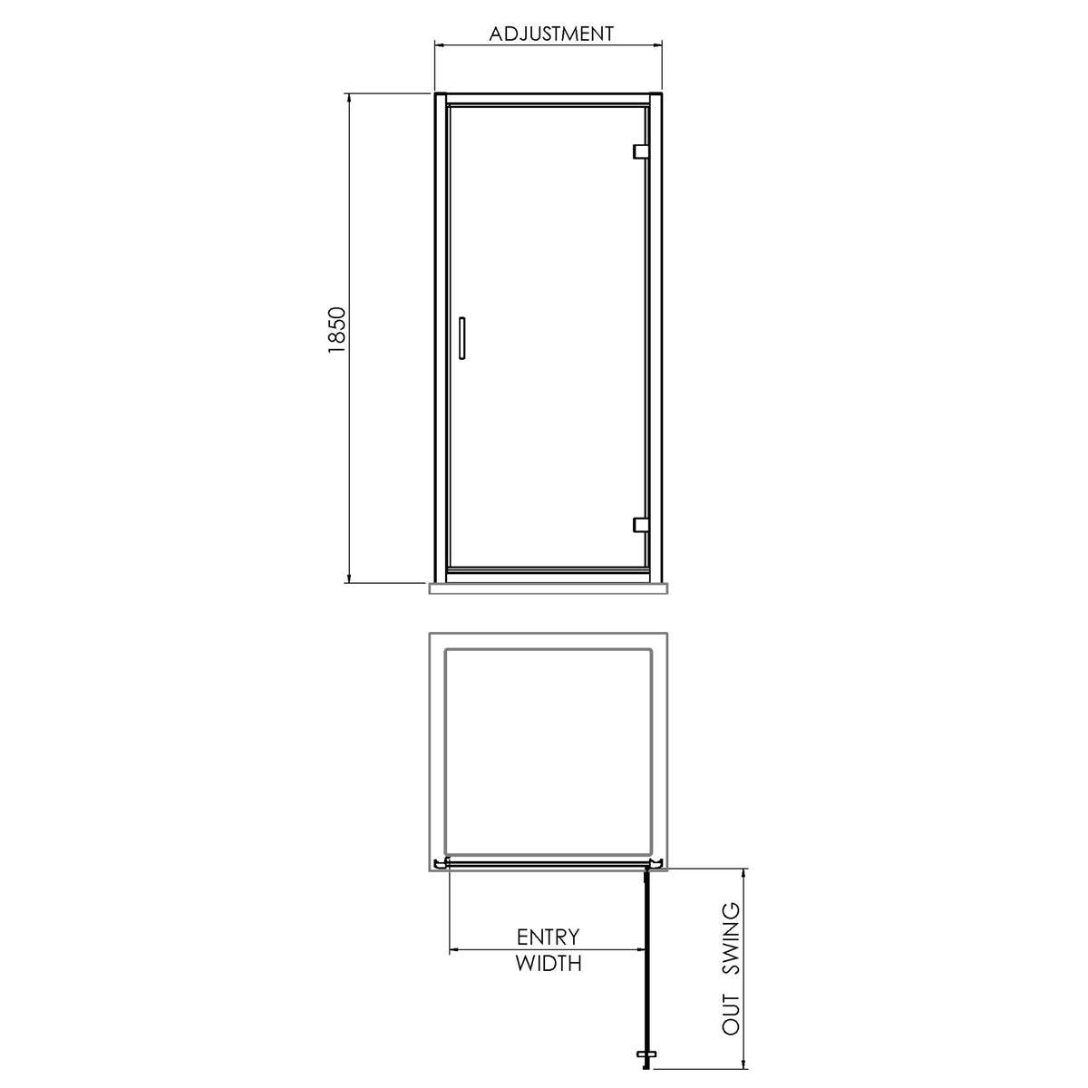 Fairford 6mm 800mm Brushed Brass Hinged Shower Door