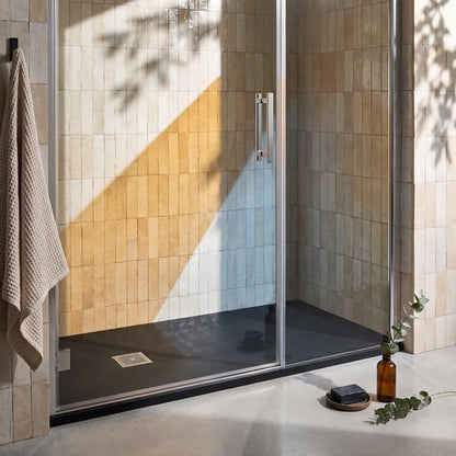 Fairford Rectangular Black Slate Shower Tray, Center Waste-1400mm x 800mm