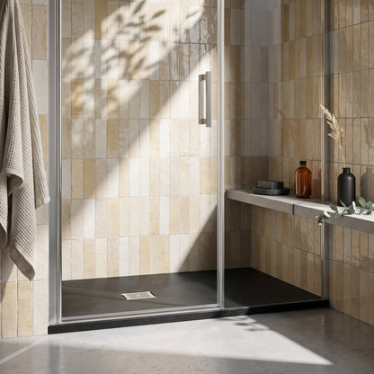 Fairford Rectangular Black Slate Shower Tray, Center Waste-1200mm x 900mm
