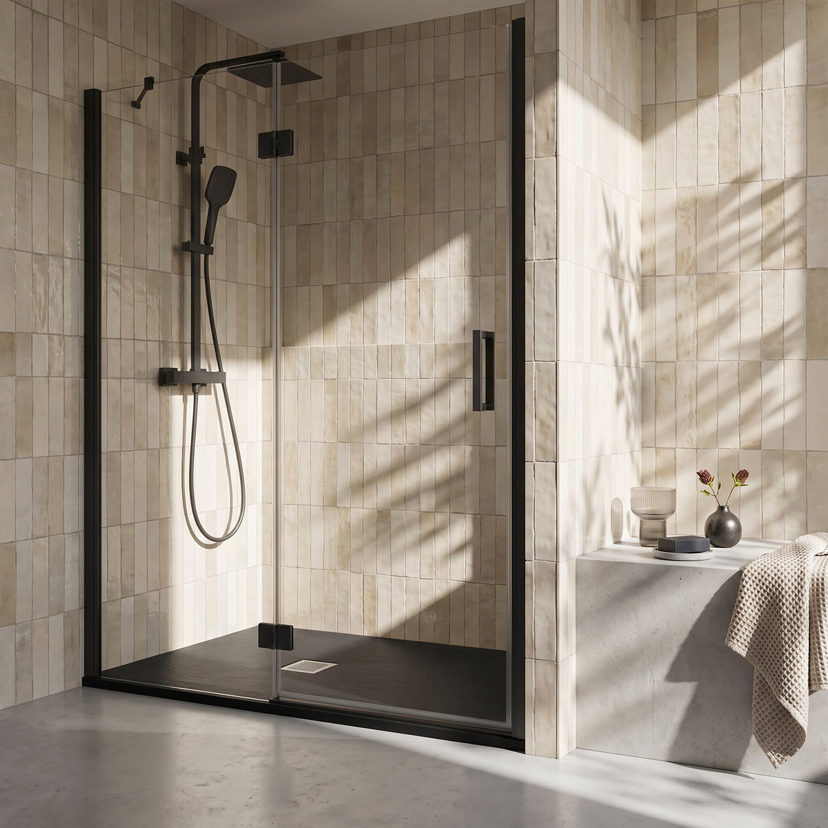 Fairford Rectangular Black Slate Shower Tray, Center Waste-1700mm x 800mm