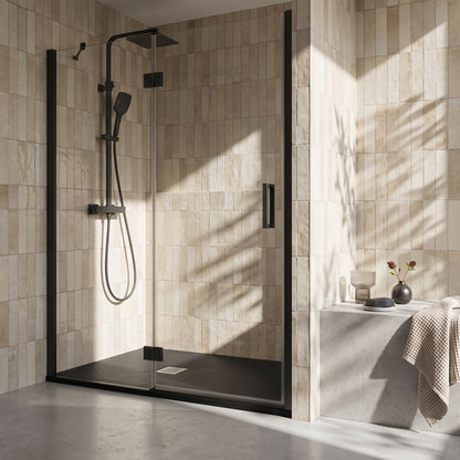 Fairford Rectangular Black Slate Shower Tray, Center Waste-1700mm x 800mm