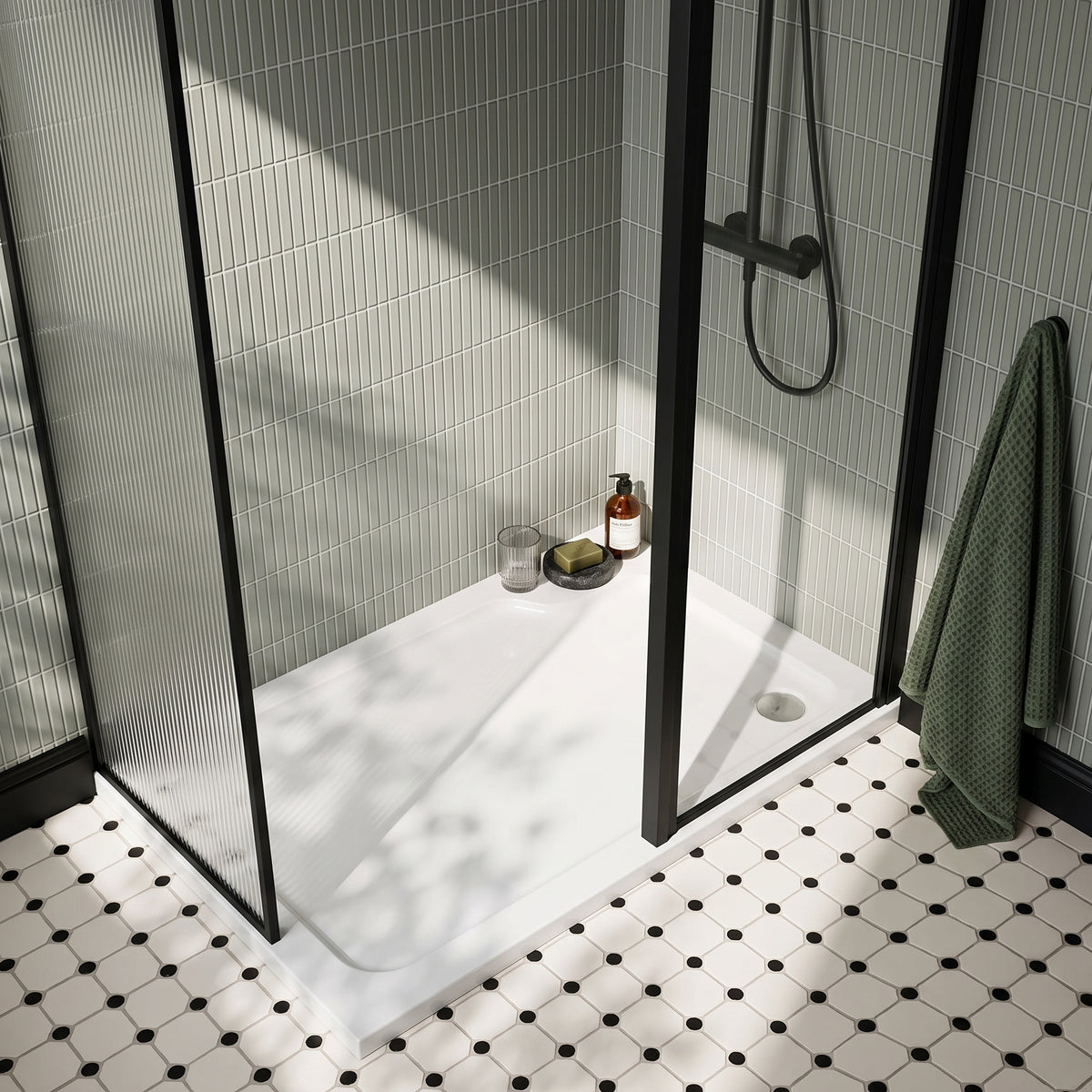 Fairford 1200 X 900mm Rectangular Shower Tray, Corner Waste