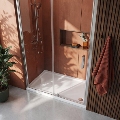 Fairford 1400 X 700mm Rectangular Shower Tray, Corner Waste