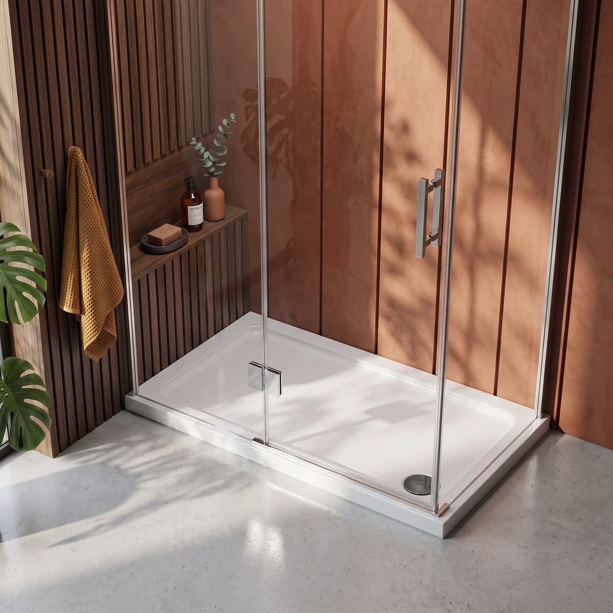 Fairford 1800 x 800mm Rectangular Shower Tray, Corner Waste