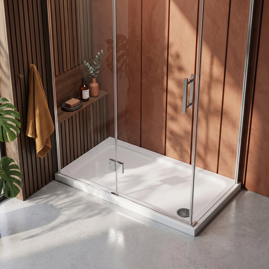 Fairford 1800 x 800mm Rectangular Shower Tray, Corner Waste