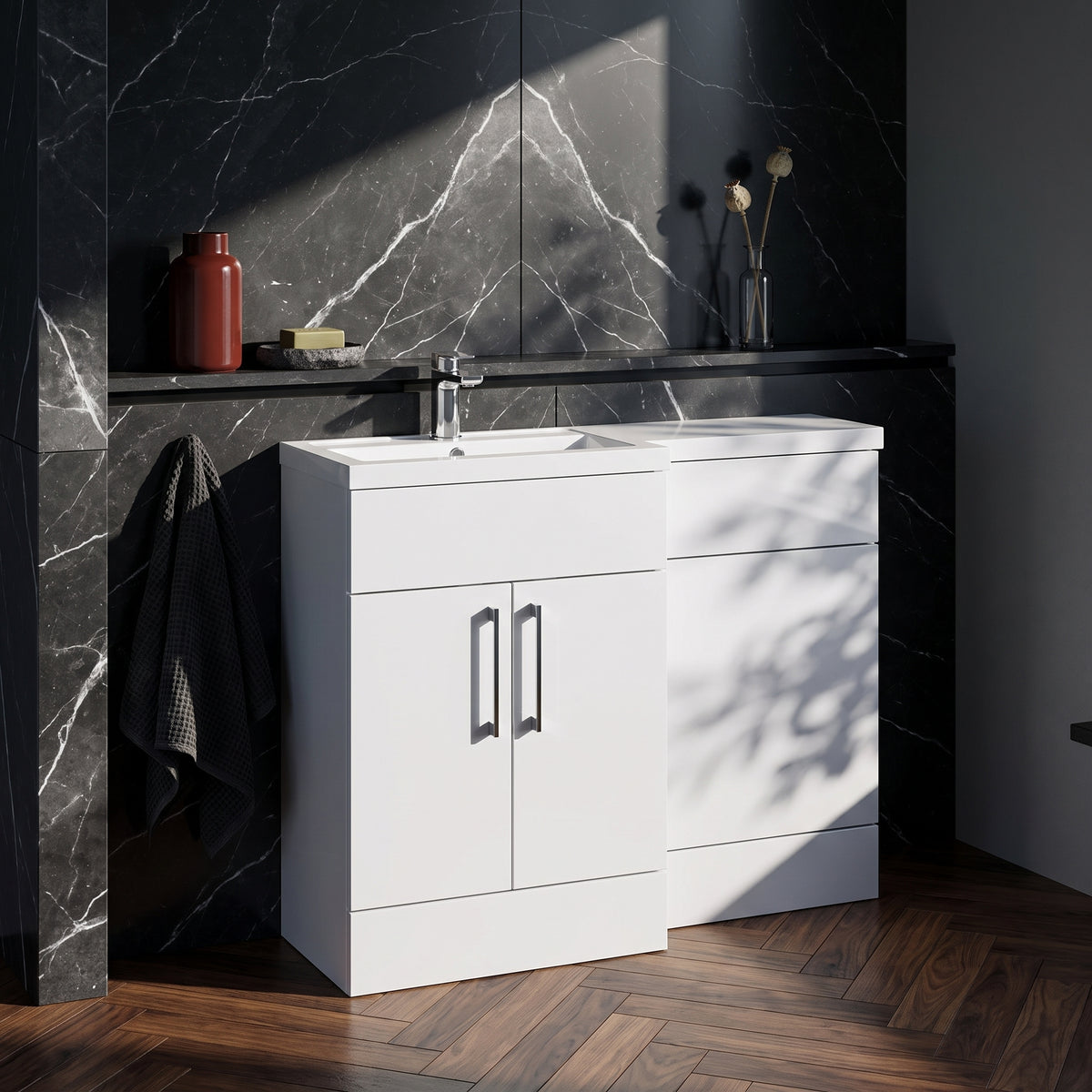 Fairford Union Gloss White 1100mm L Shape Left Hand Combination Pack
