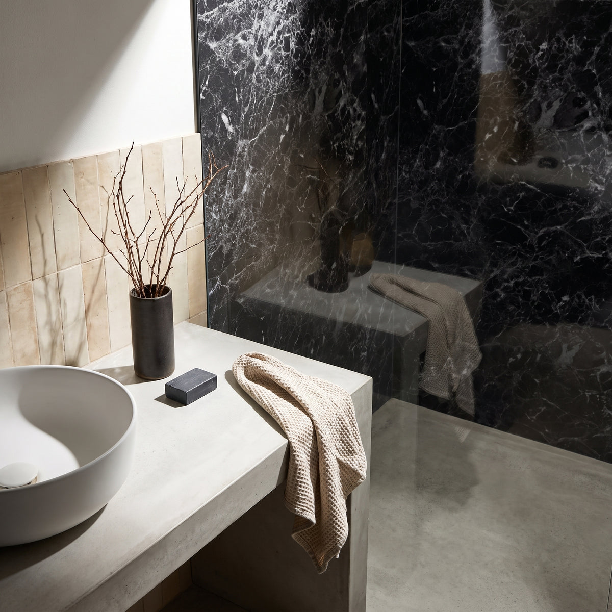Hydraset Black Marble Gloss 1200 x 2400 Square Edge Wall Panel