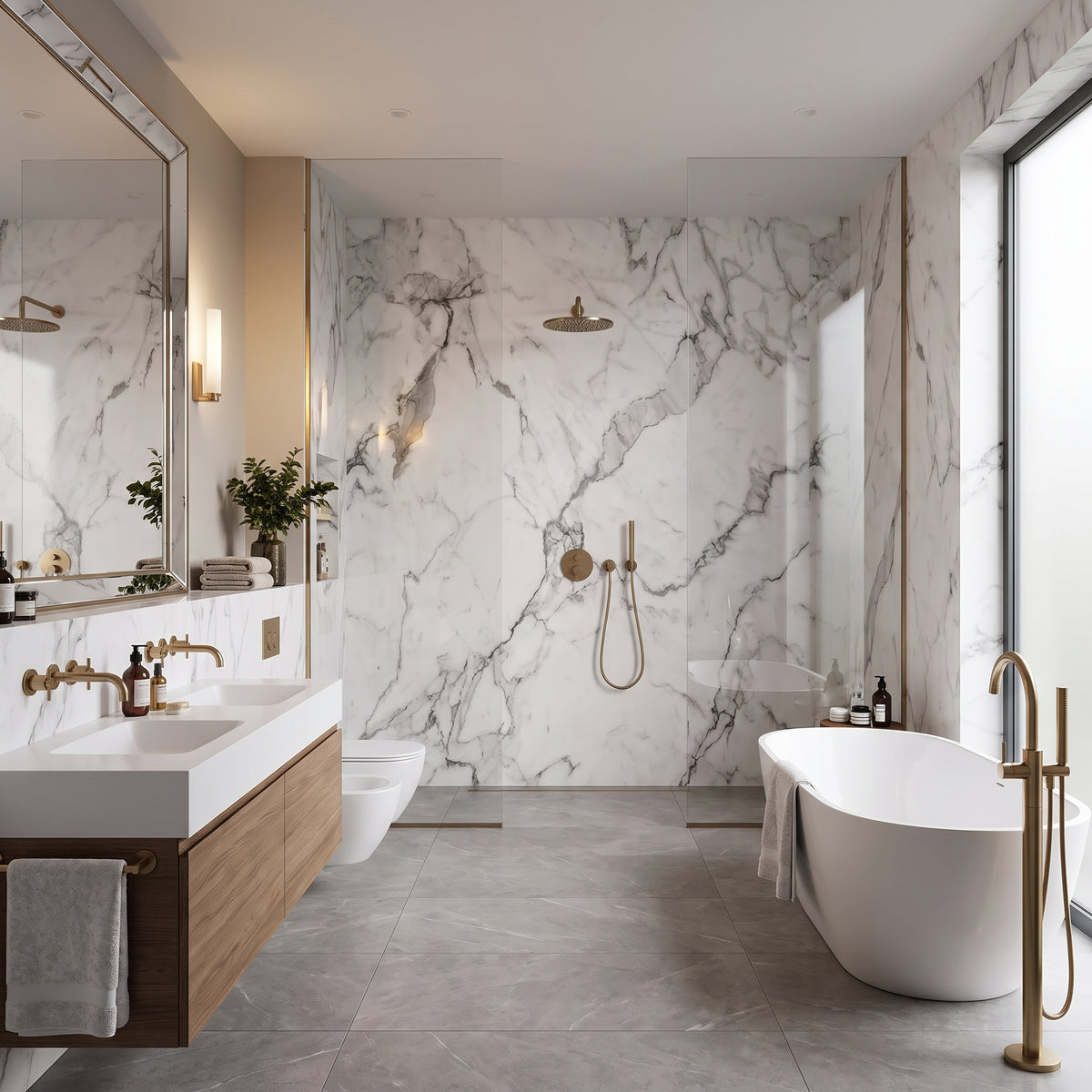 Hydraset Calacatta Marble 1200 x 2400 Square Edge Wall Panel