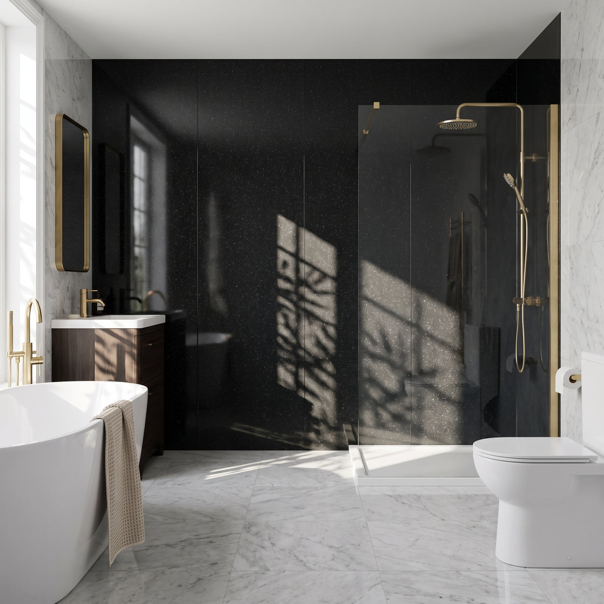 Hydraset Black Sparkle Gloss 1200 x 2400 Setlock Wall Panel