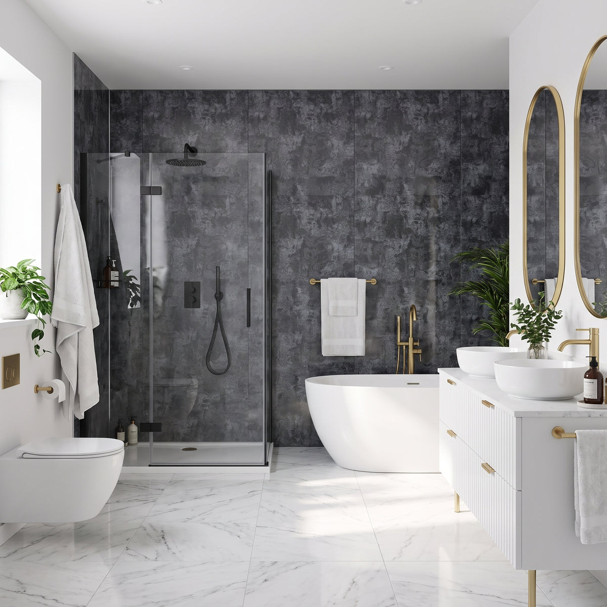 Hydraset Silver Cloud Gloss 1200 x 2400 Square Edge Wall Panel