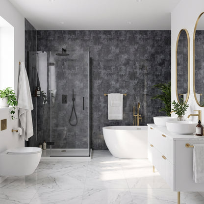 Hydraset Silver Cloud Gloss 1200 x 2400 Square Edge Wall Panel